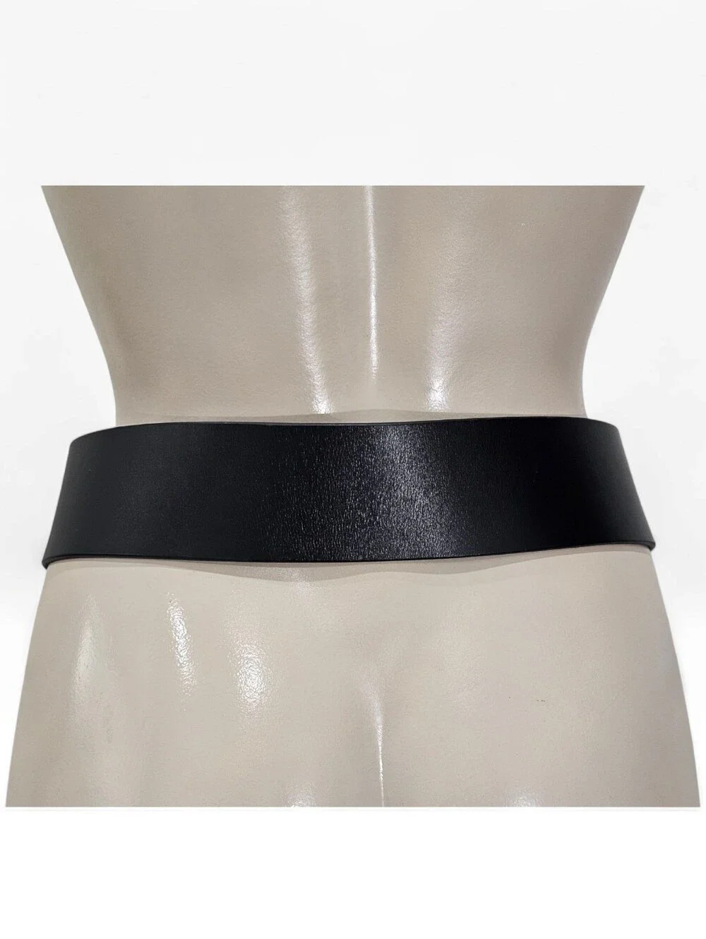 ANTHROPOLOGIE Women Black Leather 2-1/4" Wide Circle Buckle Belt XS/S - Picture 4 of 7